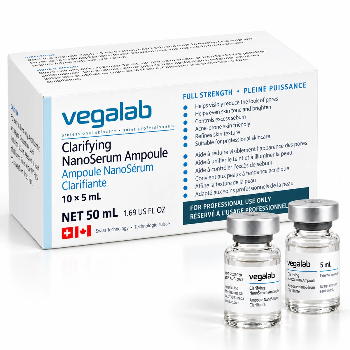 Clarifying NanoSerum Ampoule, 10 × 5 mL, carton with two ampoules